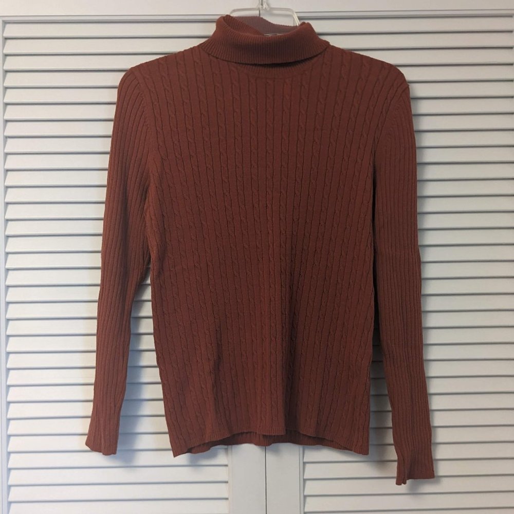 Brown Cable Knit Turtleneck
